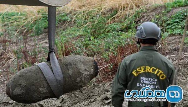 یک بمب متعلق به جنگ جهانی دوم در بستر خشک شده یک رودخانه در ایتالیا کشف شد